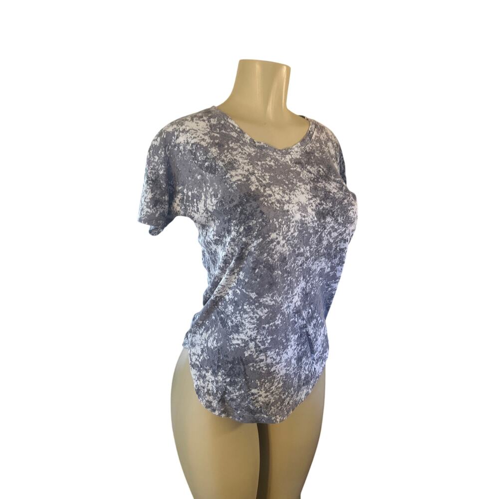 Women S Lucy Acrtivewear Gray Splatter Printed Short Sleeved Tee T-Shirt Top